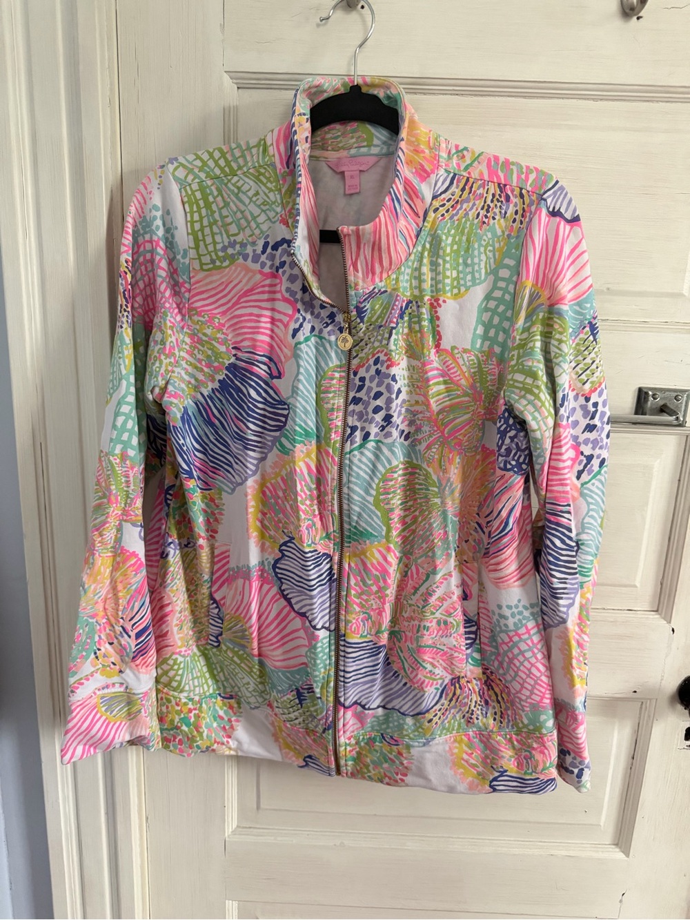 Lilly Pulitzer Multi-Color Printed Zip Front Sweatshirt Jacket